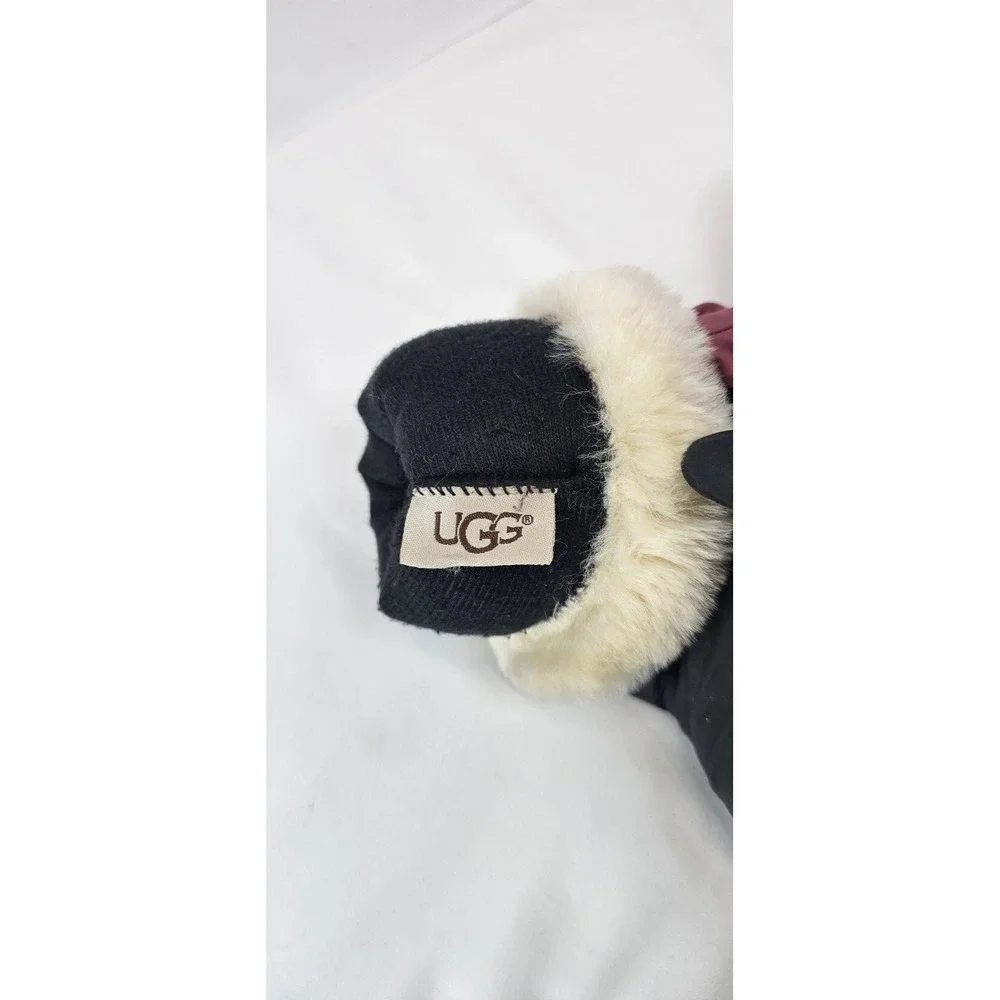 UGG Touchscreen Tech Gloves‎ Womens S/M Pink Leather Palm Shearling